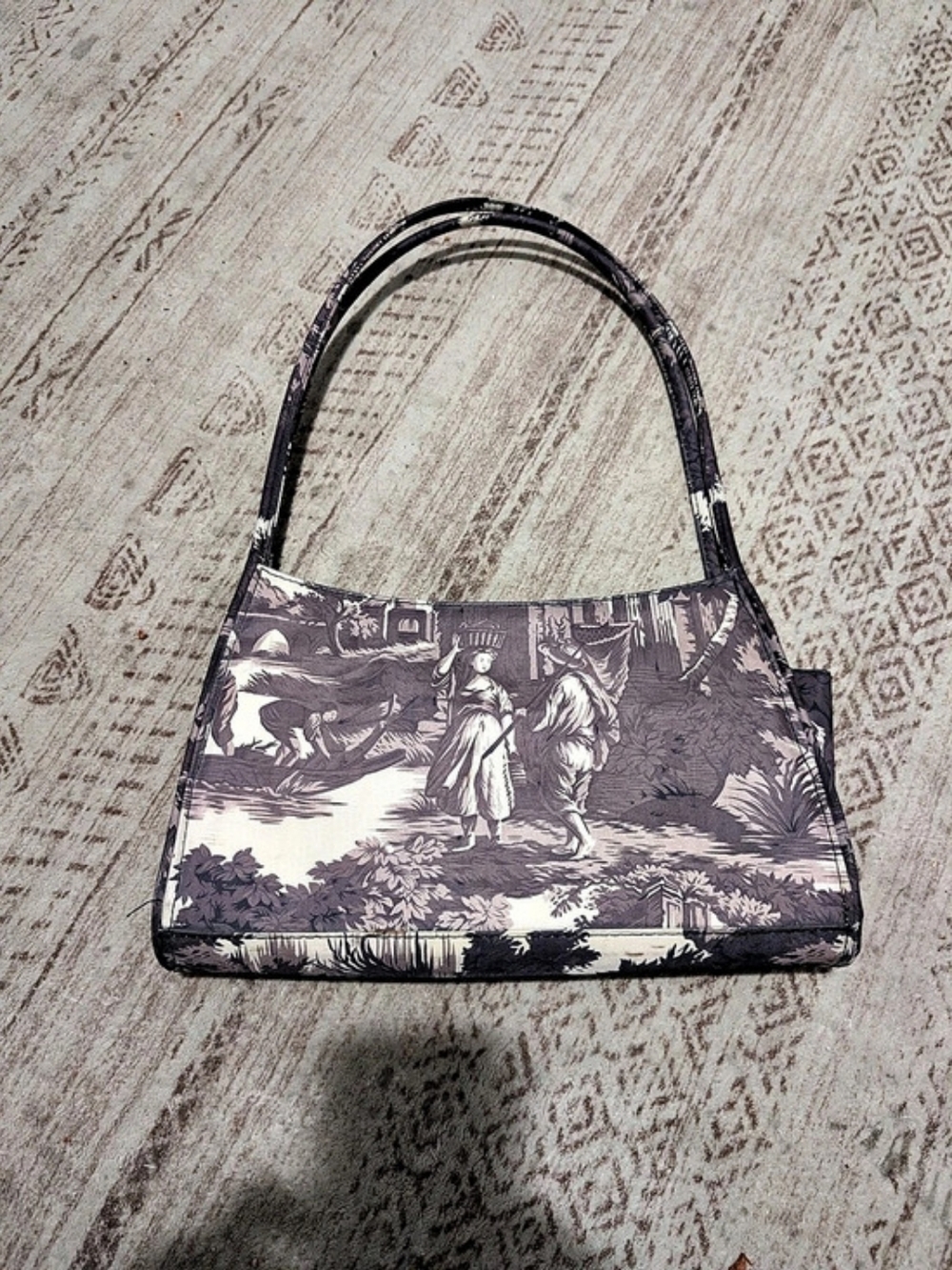 Printed Shoulder Bag in Brown & Black